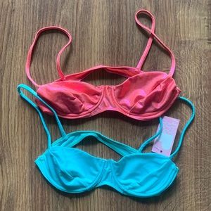 Two American apparel Cali sun n fun collection holographic bikini tops 👙
